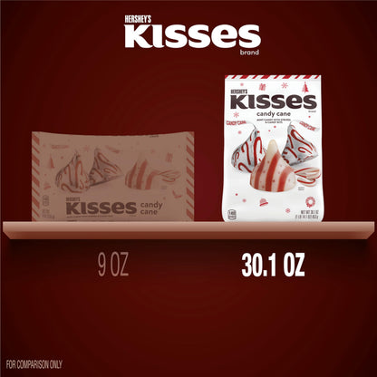 HERSHEY'S KISSES Candy Cane Flavored, Christmas Candy Bulk Bag, 30.1 oz