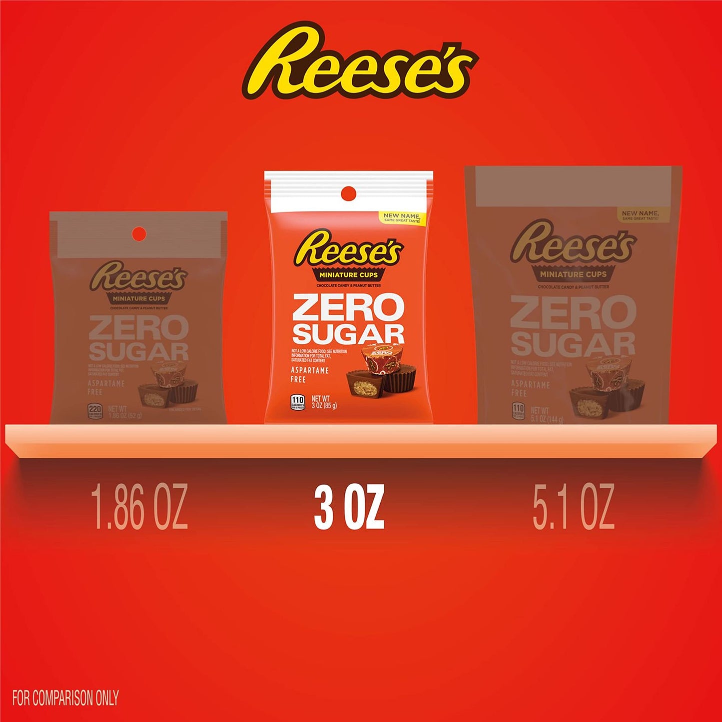 REESE'S Zero Sugar Miniatures Milk Chocolate Peanut Butter Cups Candy, Individually Wrapped, 3 oz Bag