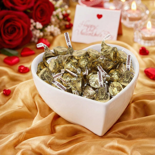 Gold Foil Almond Milk Chocolate Kisses- 1 Pound Bag Individually Wrapped Almond-Filled Chocolates for Holidays, Candy Bowls, Gift Bags & Party Treats