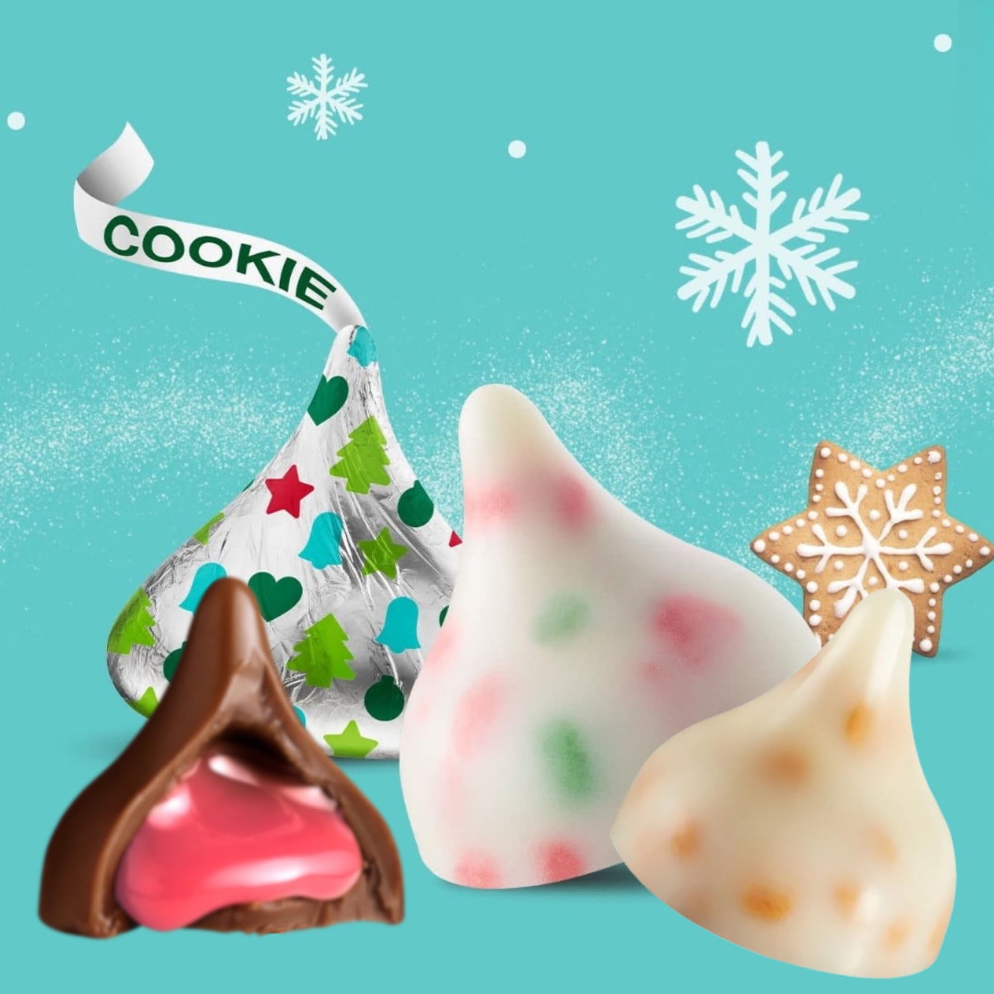 HERSHEY'S Holiday Kisses Variety Pack, Cherry Cordial, Sugar Cookie, Snickerdoodle Cookie Flavors, Limited Edition Christmas Collection, 9 Oz Bags, Pack of 3