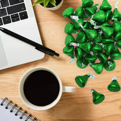 Milk Chocolate Candy in Green Foil - 1 Pound Bulk Bag Halloween Candy Individually Wrapped Classic Chocolate Drops for St. Patrick’s Day, Holidays, Party Favors, and Gifts - Approx. 100 Pieces