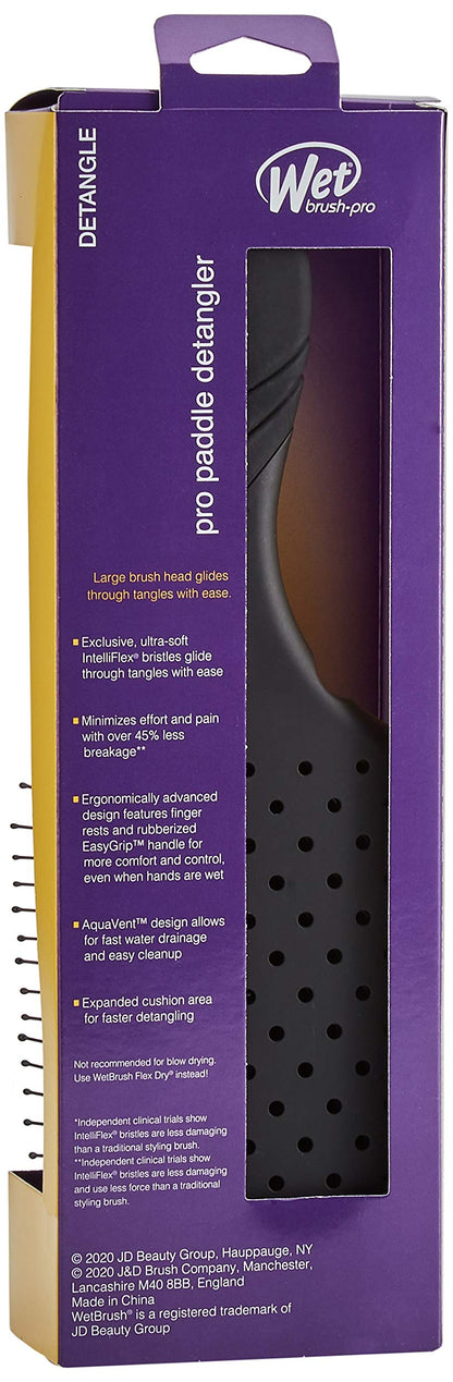 Wet Brush Paddle Detangler Hair Brush Black with Soft Bristles, Perfect Hair Brush for Men, Women and Kids, Detangler for All Hair Types - Blackout