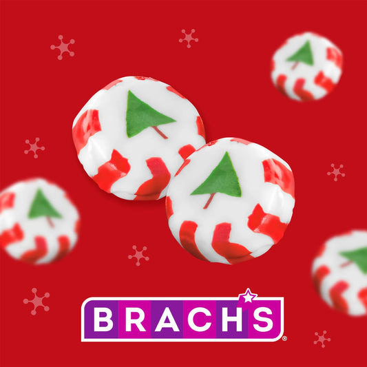 Brach's Peppermint Christmas Nougats, Individually Wrapped Mixed Flavors, Christmas Candy, 11 oz