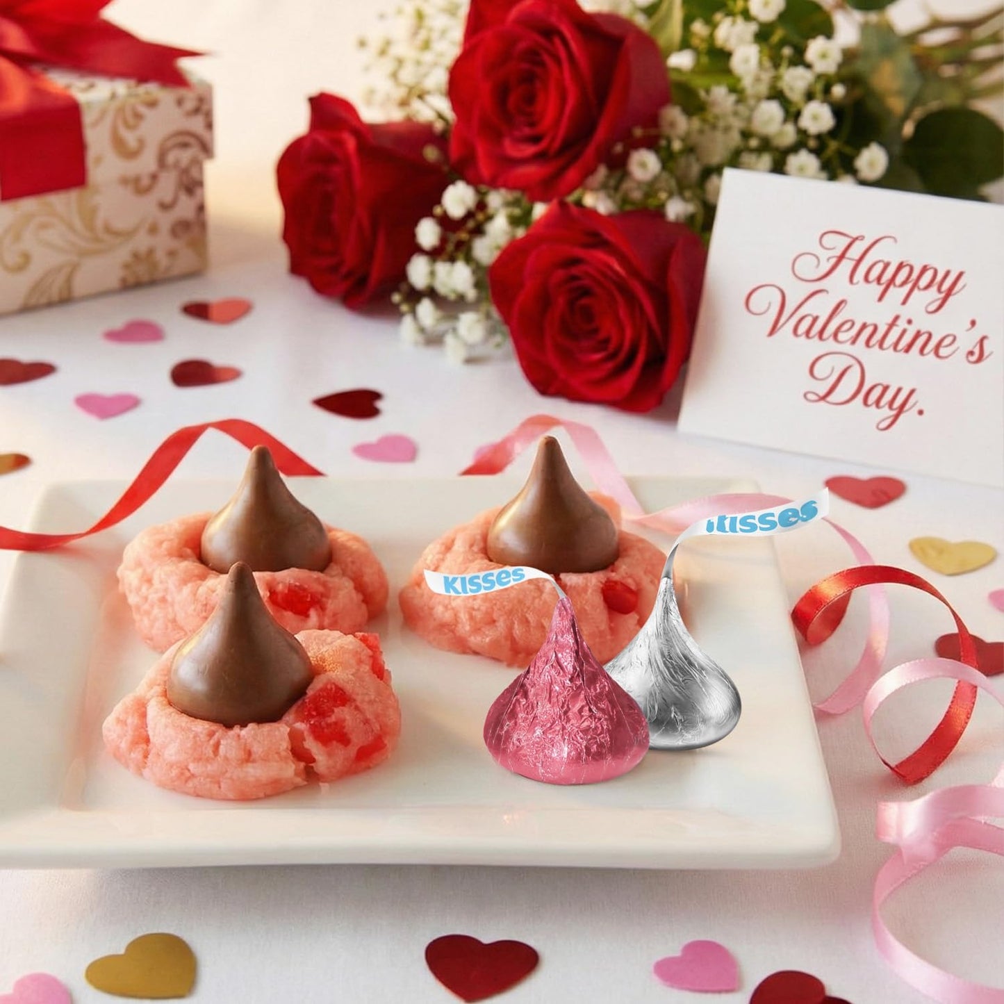 Pink and Silver Foil-Wrapped Milk Chocolate Valentine Candy - Individually Wrapped Valentine’s Day Chocolate for Gift Bags, Candy Bowls, Parties & Treat Exchanges