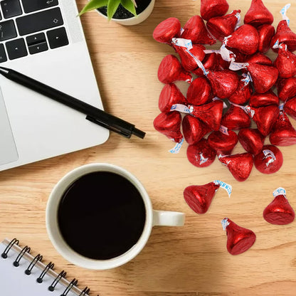 Bulk Milk Chocolate Candy in Red Foil - 1 Pound Bag Individually Wrapped Classic Chocolate Drops for Valentine’s Day, Weddings, Candy Buffets, Parties, and Gifts - Approx 100 Pieces