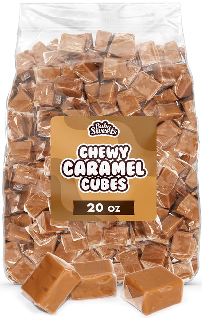 Bulk Caramel Squares Soft Chewy Candy - 20 oz Bag, Individually Wrapped Classic Caramels Cubes for Candy Bowls, Baking, Parties & Sharing