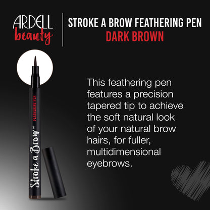 Ardell Stroke a Brow Pencil Feathering Eyebrow Pen – Precise Micro-Tip, Long-Lasting Waterproof Eyebrow Pencil, Precision Tip, Dark Brown, 1 Pack