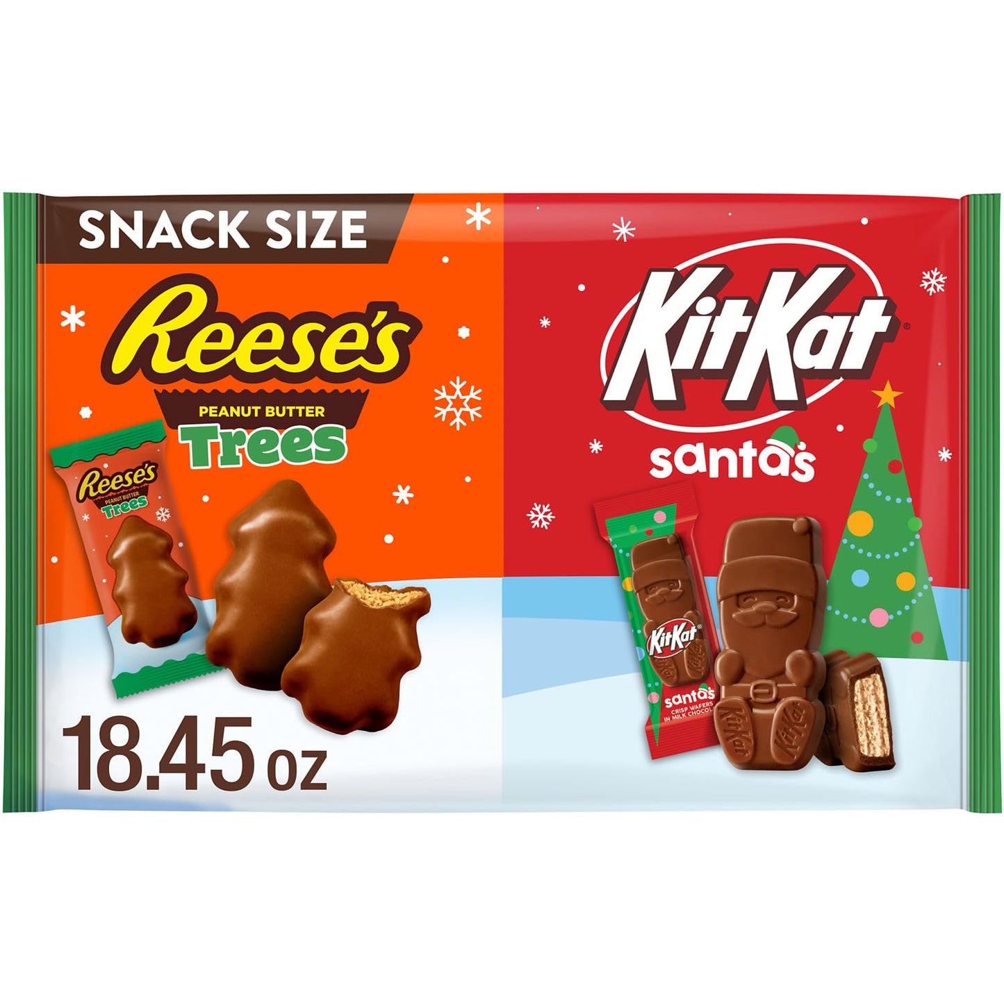 KIT KAT and REESES Assorted Milk Chocolate Snack Size, Christmas Candy Bag, 18.45 oz