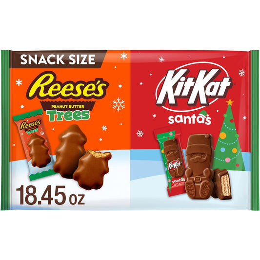 KIT KAT and REESES Assorted Milk Chocolate Snack Size, Christmas Candy Bag, 18.45 oz