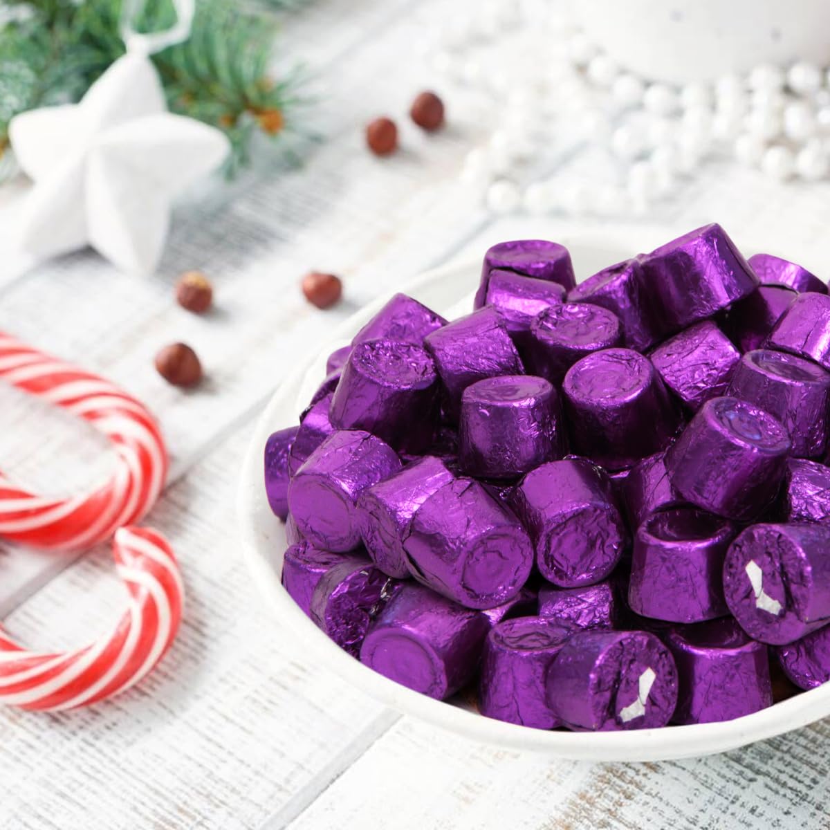 Dark Chocolate Filled Salted Caramel 1lb Pack of Candy Individually Wrapped, Premium Purple Candy for All Occasions.