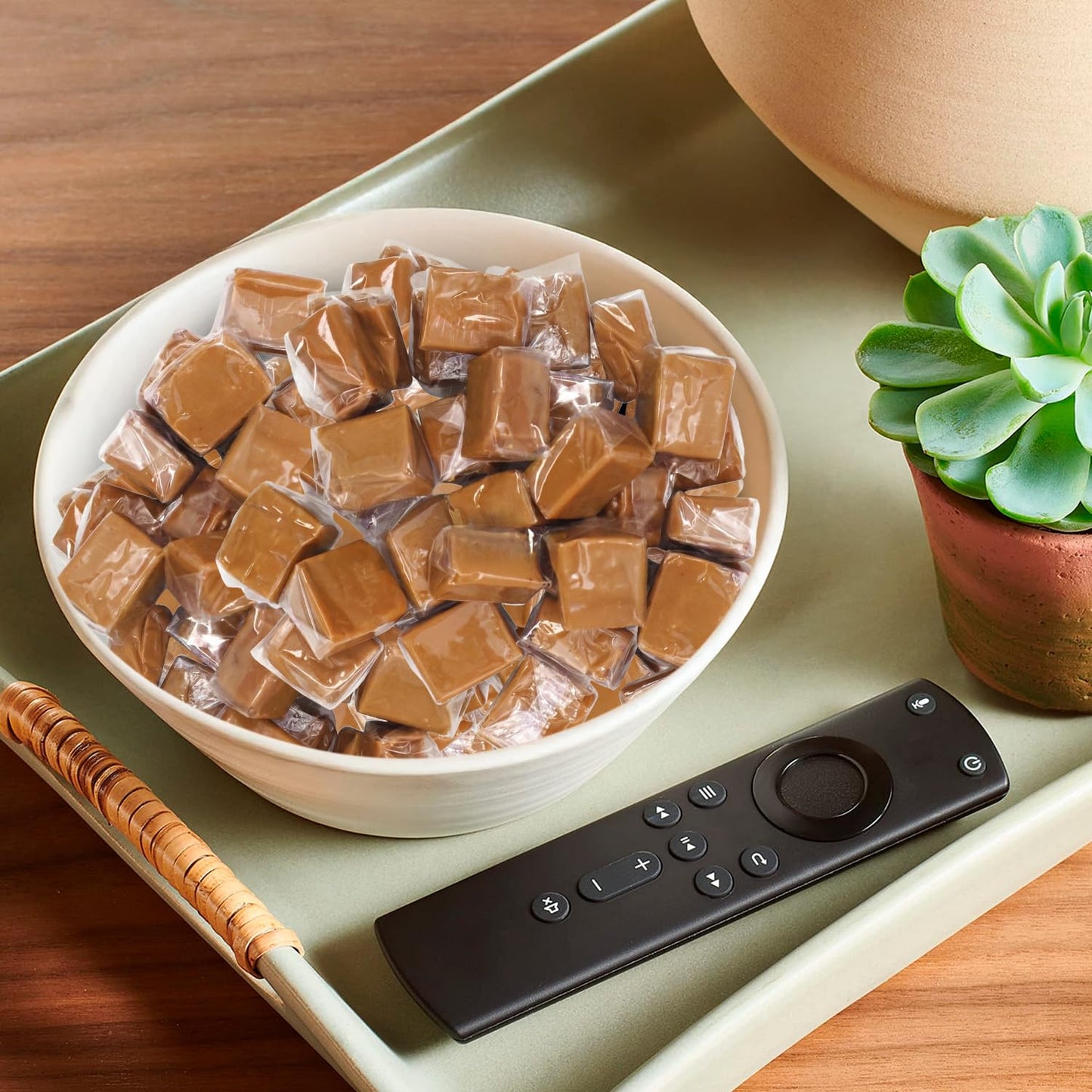 Bulk Caramel Squares Soft Chewy Candy - 20 oz Bag, Individually Wrapped Classic Caramels Cubes for Candy Bowls, Baking, Parties & Sharing