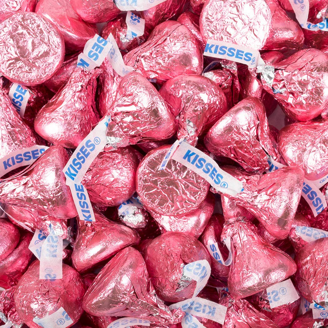 25lbs Pink Kisses 25lb - Milk Chocolate (Approximately 2,500 Pcs) Pink Bulk Candy