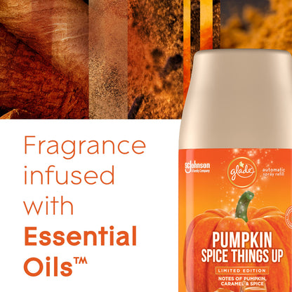 Glade Automatic Spray Refill, Air Freshener for Home and Bathroom, Pumpkin Spice Things Up, 6.2 Oz, 2 Count