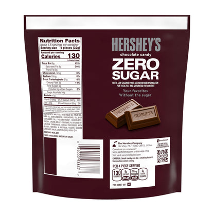 HERSHEY'S Zero Sugar Chocolate Candy Bag, 5.1 oz