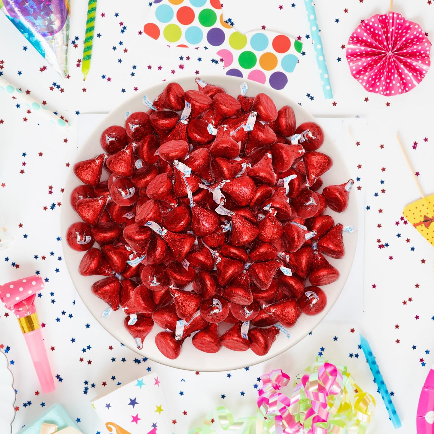 Bulk Milk Chocolate Candy in Red Foil - 1 Pound Bag Individually Wrapped Classic Chocolate Drops for Valentine’s Day, Weddings, Candy Buffets, Parties, and Gifts - Approx 100 Pieces