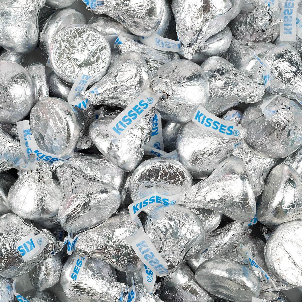 165 Pcs Light Blue & Silver Candy Kisses Milk Chocolate (1.65 lbs)
