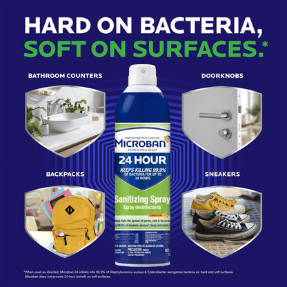 Microban 24 Hour Sanitizing Spray, 6 cans, 15 fl oz Each