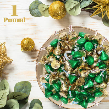 Green & Gold Foil Wrapped Milk Chocolate Candy - 1 Pound St. Patrick’s Day Bulk Chocolate Mix, Gold Almond Chocolates & Green Milk Chocolate For Party Favors, Decprations & Treats - Approx 100 Pieces