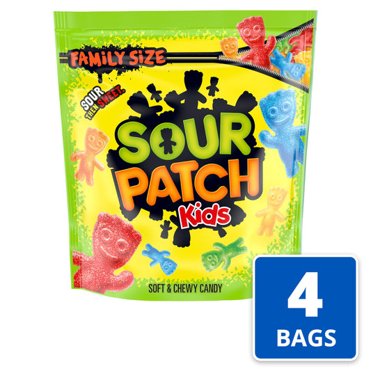 SOUR PATCH KIDS Soft & Chewy Candy, Family Size, Bulk Candy, 4 - 1.8 lb Bags