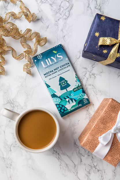 Mocha Hot Cocoa Chocolate Bar by Lily's Sweets | Stevia Sweetened, No Added Sugar, Low-Carb, Keto-Friendly | 70% Cocoa | Fair Trade, Gluten-Free & Non-GMO | 2.8 ounce, 12-Pack
