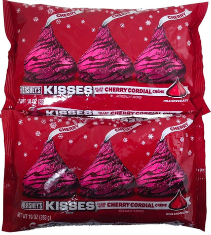 Holiday Hershey's Kisses Milk Chocolate with Cherry Cordial Crème, 10-Ounce Bag (Pack of 2)