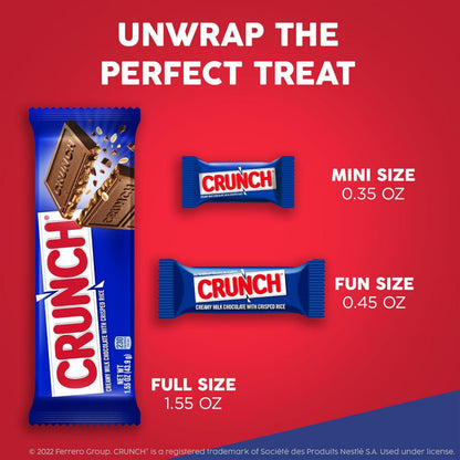 Crunchy Milk Chocolate Candy Bars Bulk, 42 Count, Crisped Rice Crunchy Milk Chocolate Bars, Snack Size Individually Wrapped for Snacking and Sharing
