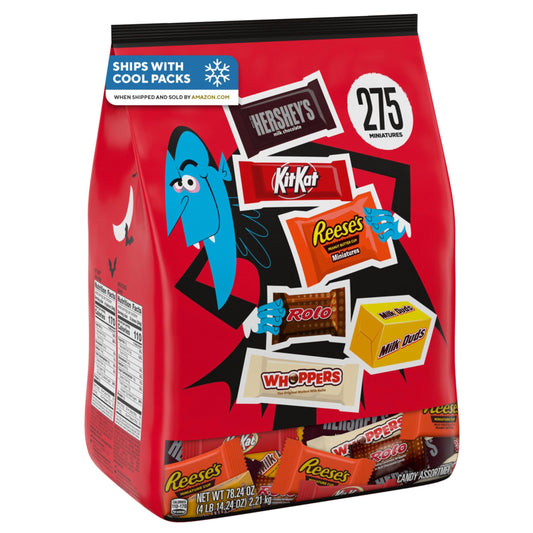 Hershey Miniatures Assorted Flavored, Halloween Candy Bulk Bag, 78.24 oz (275 Pieces)