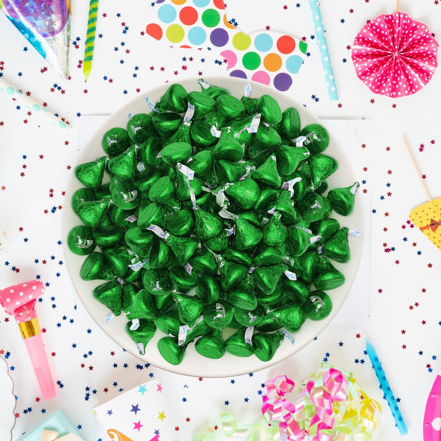 Milk Chocolate Candy in Green Foil - 1 Pound Bulk Bag Halloween Candy Individually Wrapped Classic Chocolate Drops for St. Patrick’s Day, Holidays, Party Favors, and Gifts - Approx. 100 Pieces