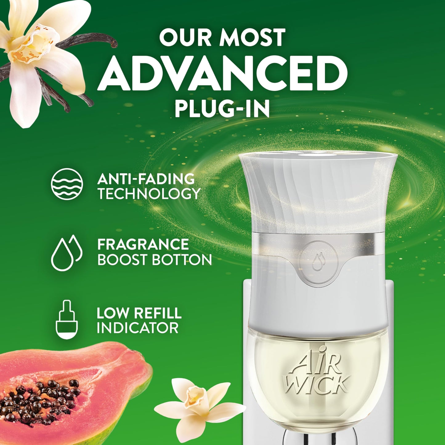 Air Wick Plug In Scented Oil Refill, 10ct, Vanilla and Pink Papaya, Air Freshener, Essential Oils