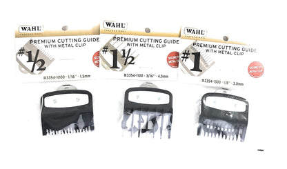 Wahl Professional Premium Cutting Guide With Metal Secure Clip: #1/2", 1", 1 1/2". Combo set #3354-1000, 1100, 1300 Fits All Wahl Clippers/Trimmers