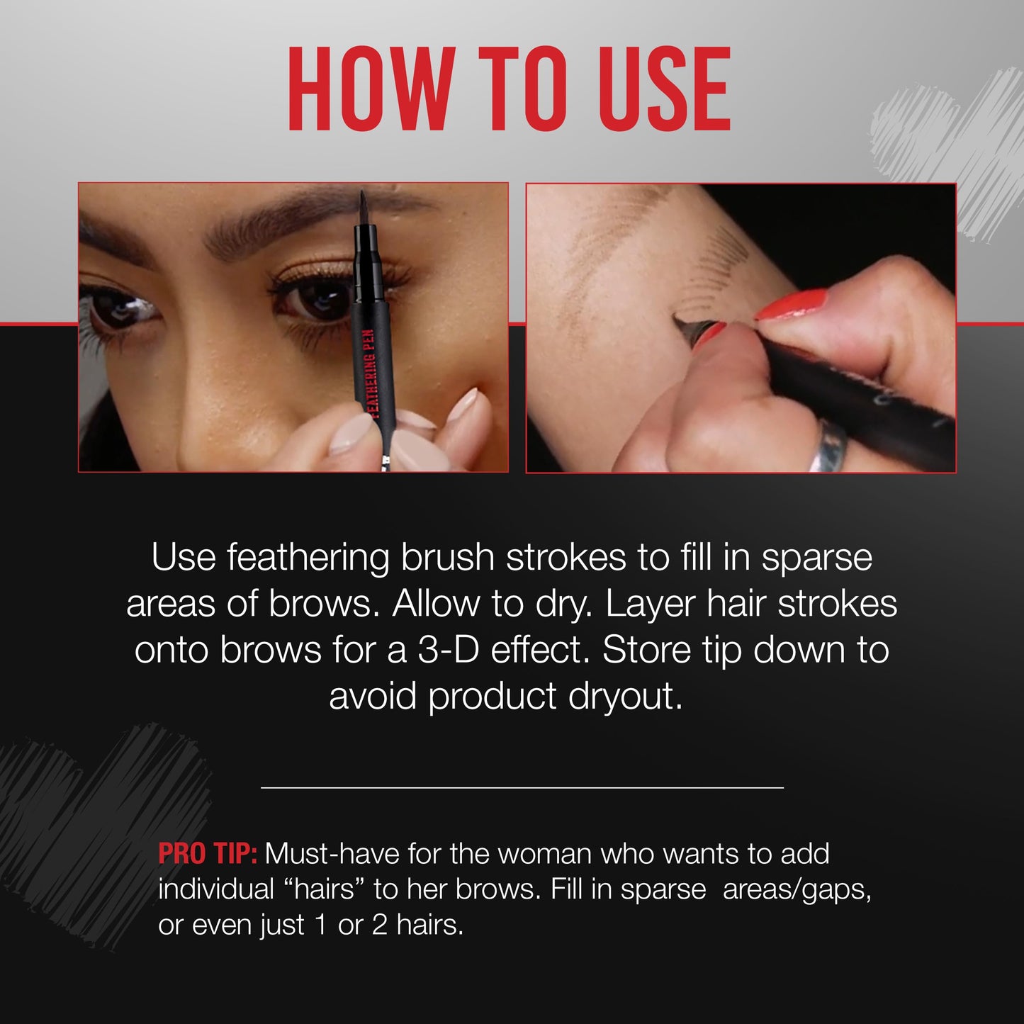 Ardell Stroke a Brow Pencil Feathering Eyebrow Pen – Precise Micro-Tip, Long-Lasting Waterproof Eyebrow Pencil, Precision Tip, Dark Brown, 1 Pack