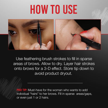 Ardell Stroke a Brow Pencil Feathering Eyebrow Pen – Precise Micro-Tip, Long-Lasting Waterproof Eyebrow Pencil, Precision Tip, Dark Brown, 1 Pack