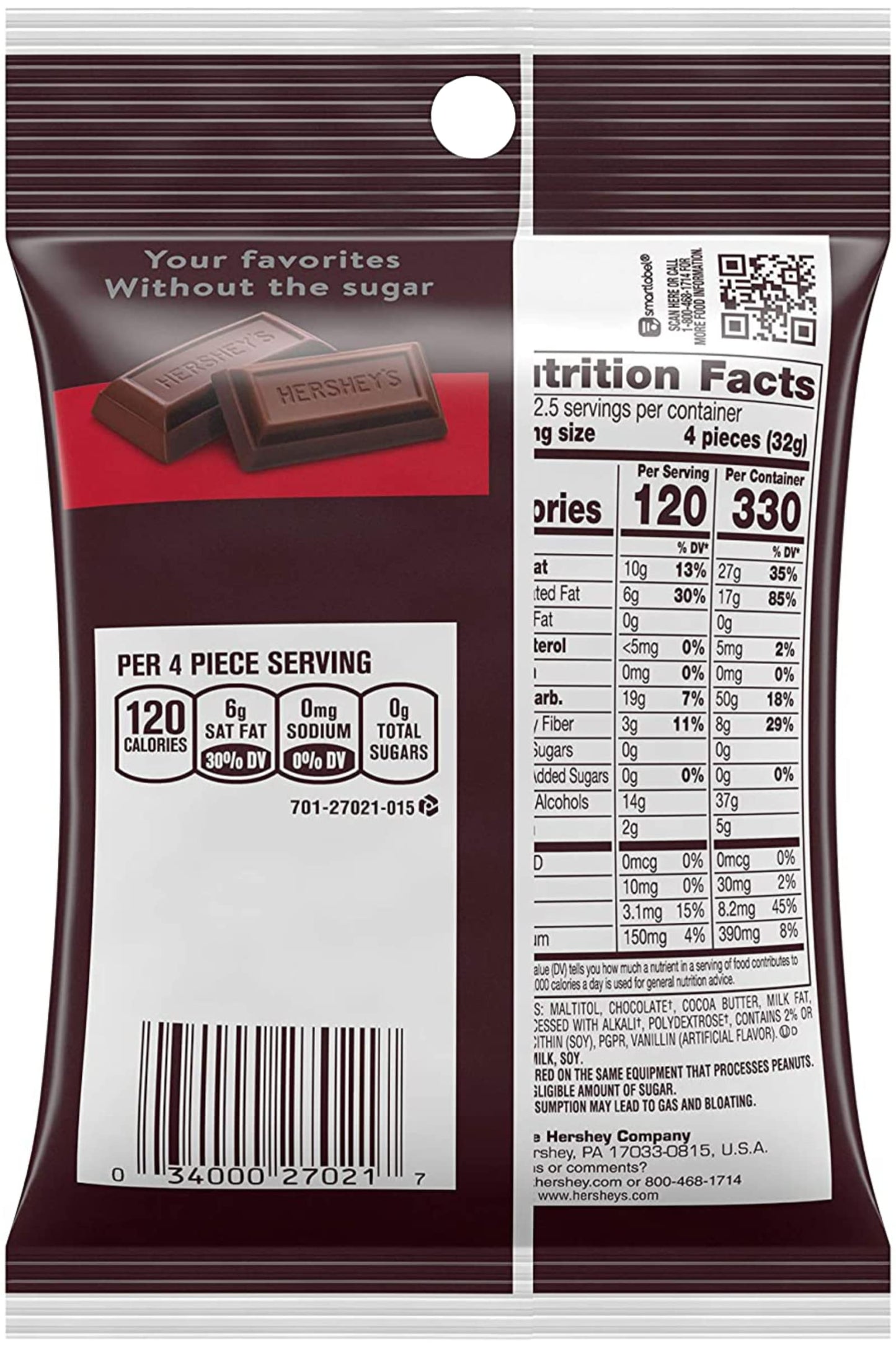 Hershey's Sugar Free Variety Pack, 3-Count, 3-Ounce Bags