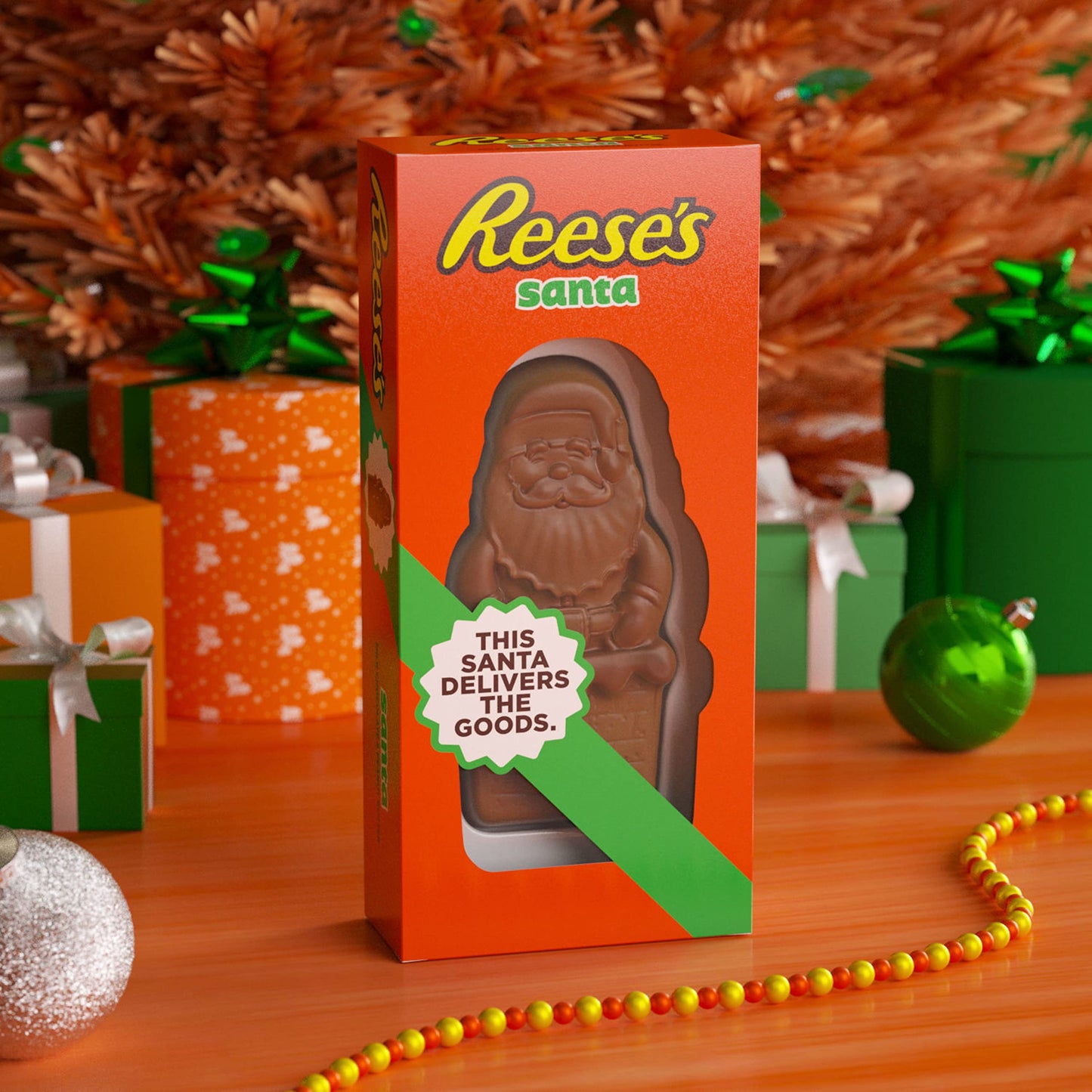 REESE'S Milk Chocolate Peanut Butter Santa, Christmas Candy Box, 16 oz