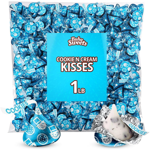 Hershey Cookies & Cream Kisses Bulk Pack Individually Wrapped White Chocolate Cookies n Cream Candy For Parties, Special Events and Celebrations