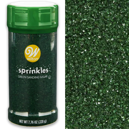 Wilton Green Sanding Sugar Sprinkles, St. Patrick's Day Dessert Toppers, Shamrock Color Sprinkles, Sparkling Sprinkles Sugar Crystals for baking and Cookie Decorating, Cupcakes, King Cake, Icing, Kosher Sprinkles 7.76 oz