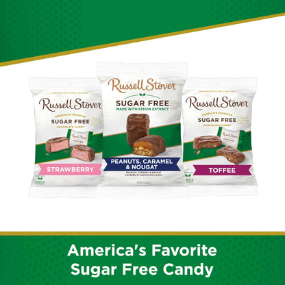Russell Stover Sugar Free Milk Chocolate Peanut, Caramel & Nougat, 3 Ounce Bag - Pack of 10