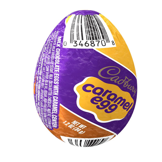 CADBURY Milk Chocolate with Caramel Center Eggs Candy, Bulk Easter, 1.2 oz Packs (48 Count)