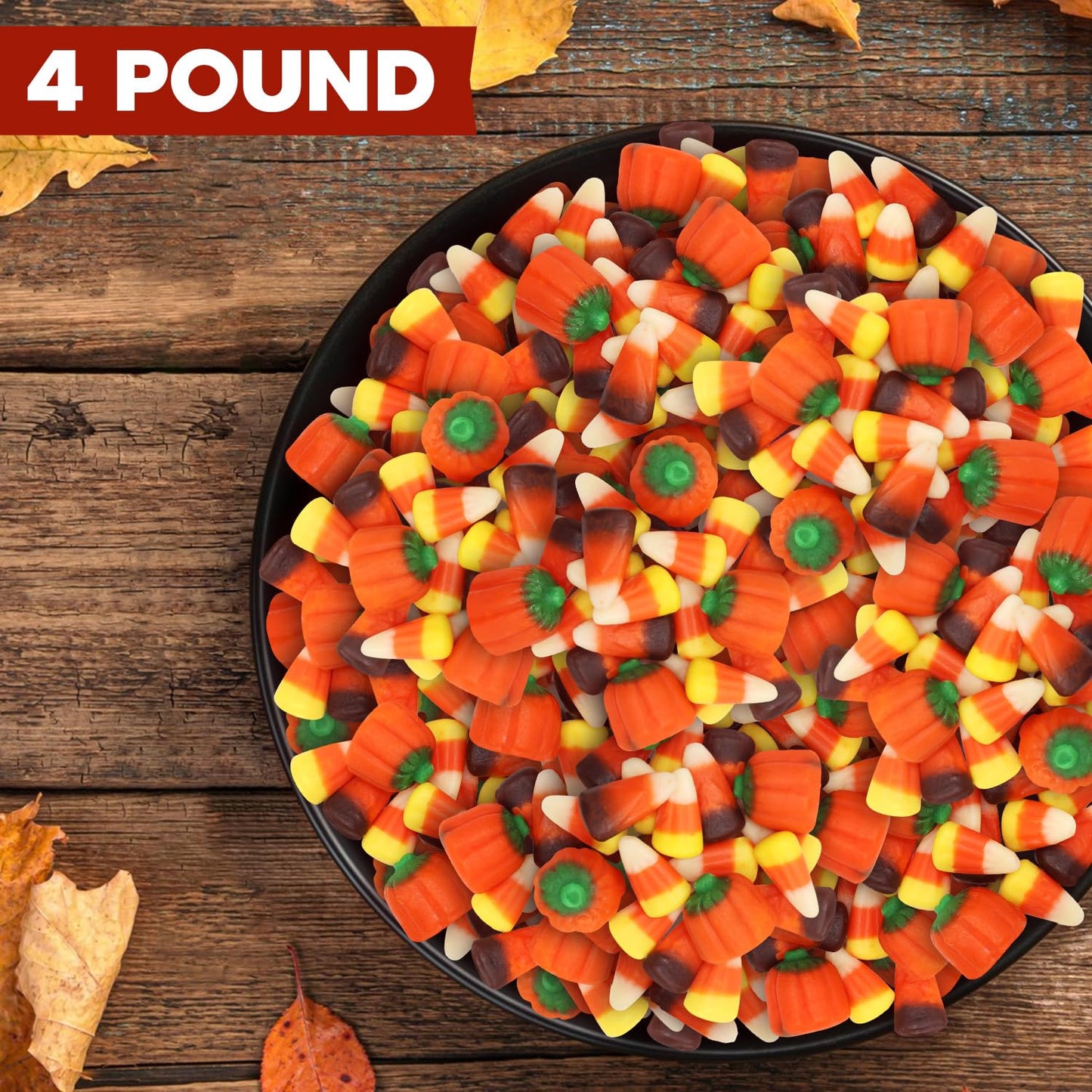 Bulk Autumn Mix Candy 4 Pound Bag - Assorted Fall Flavors, Classic & Harvest Candy Corn, Pumpkin Shaped Halloween Candies Variety For Halloween Parties, Buffets and Treats