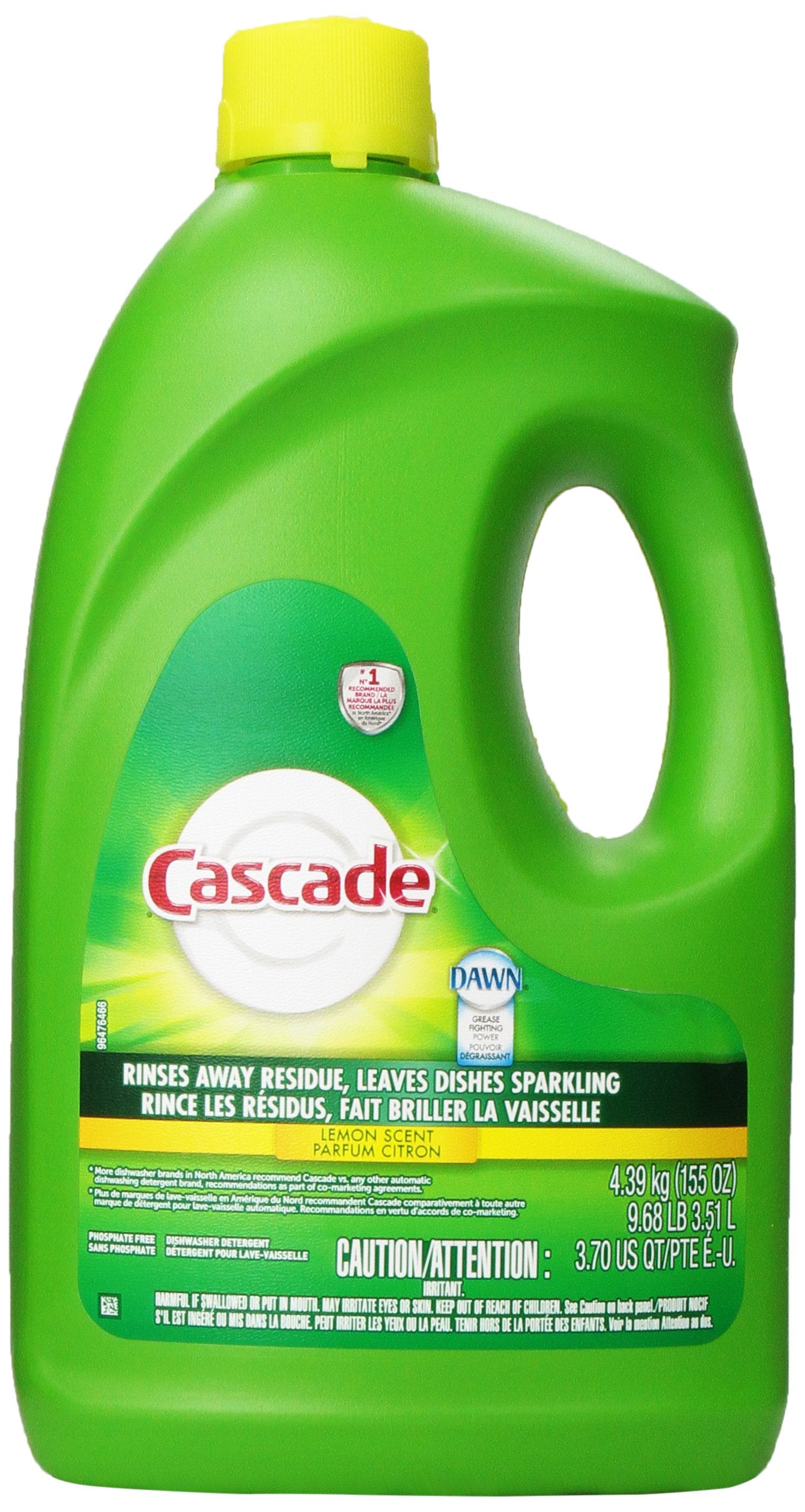 Cascade Dishwasher Detergent Gel, Lemon Scent, 155 oz