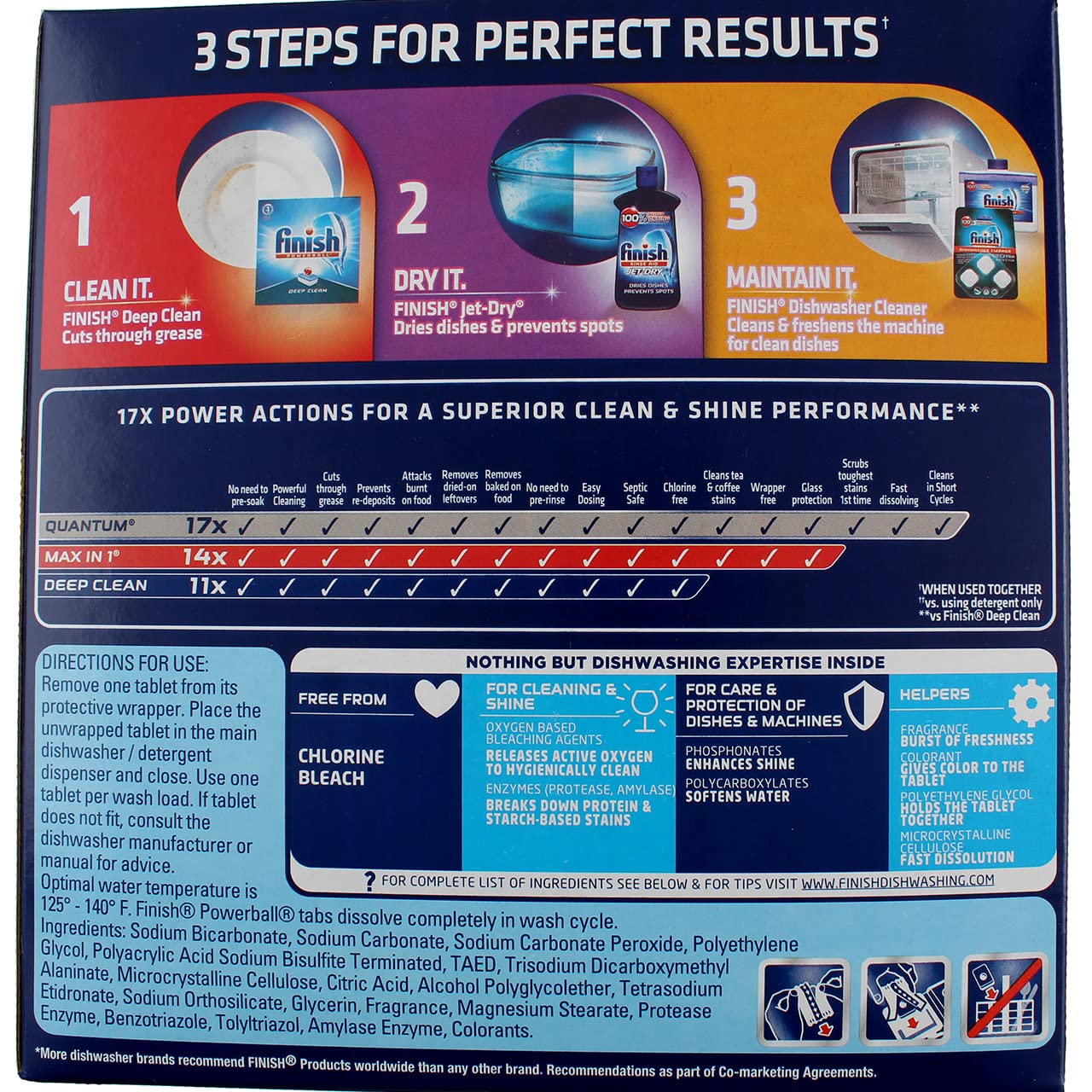 Finish - Max in 1-63ct - Dishwasher Detergent - Powerball - Wrapper Free Dishwashing Tablets - Dish Tabs