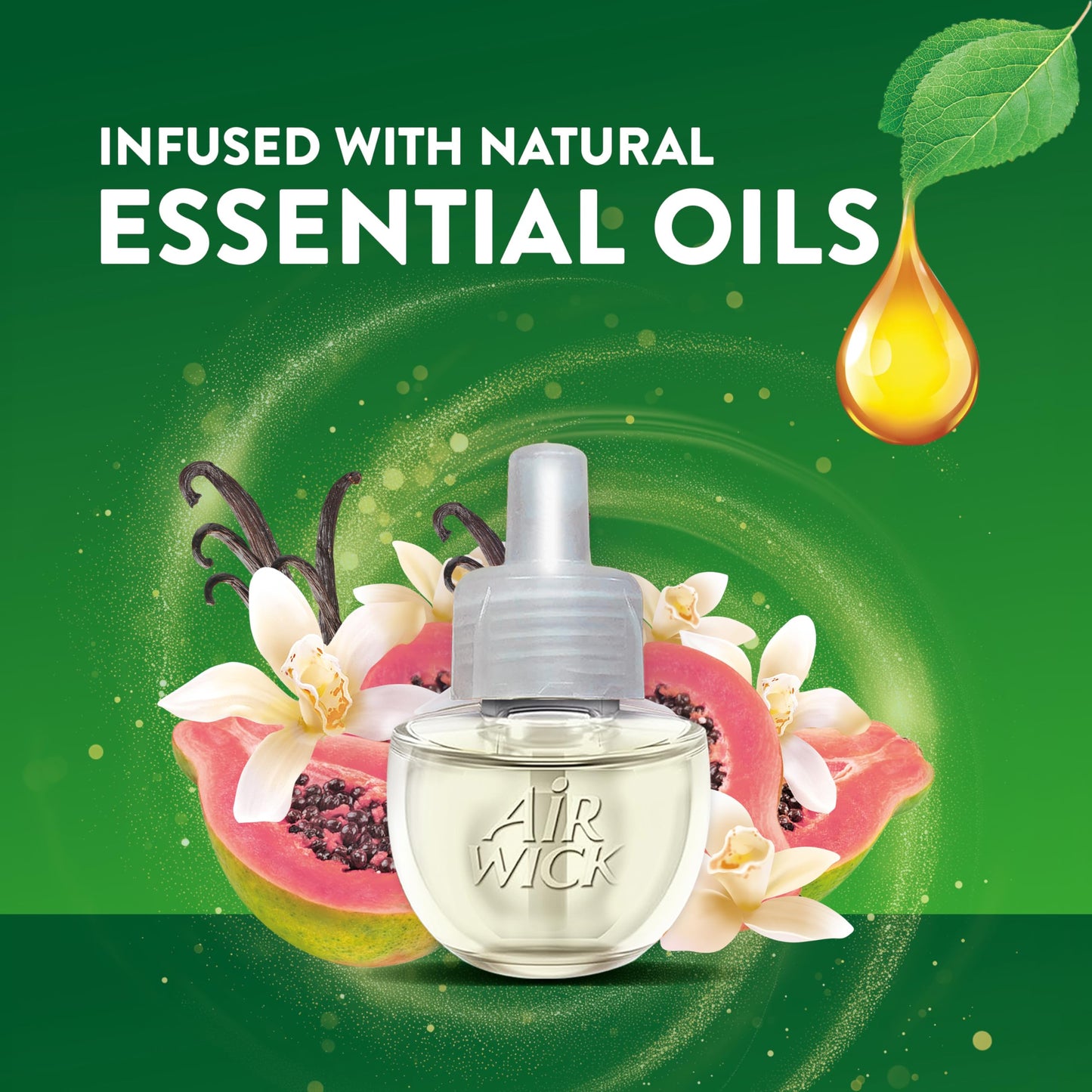 Air Wick Plug In Scented Oil Refill, 10ct, Vanilla and Pink Papaya, Air Freshener, Essential Oils