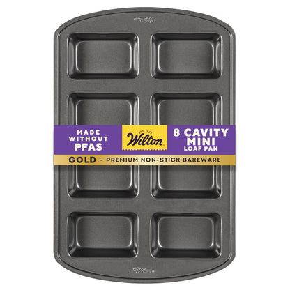 Wilton Gold Non-Stick Mini Loaf Pan, Stainless Steel Bakeware, Made without PFAS, Packaging May Vary