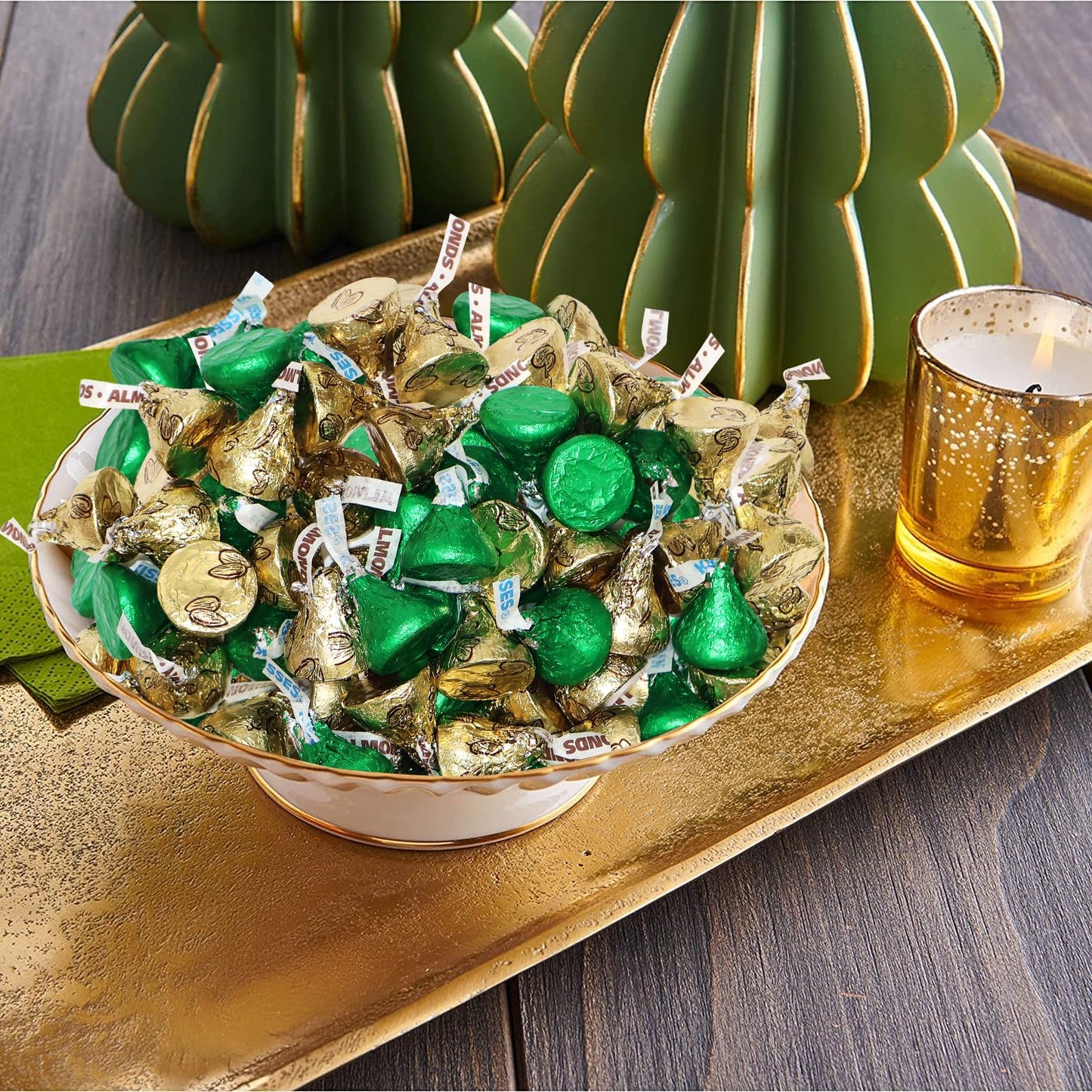 Green & Gold Foil Wrapped Milk Chocolate Candy - 1 Pound St. Patrick’s Day Bulk Chocolate Mix, Gold Almond Chocolates & Green Milk Chocolate For Party Favors, Decprations & Treats - Approx 100 Pieces