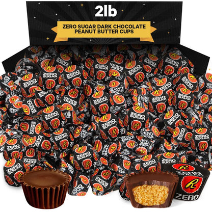 Zero Sugar Miniatures Dark Chocolate, 2 Pound Zero Sugar Peanut Butter Cups Delights, Indulgent Dark Chocolate Peanut Butter Cups For Enjoyment, Perfect For Snacking, Parties, and Gifts