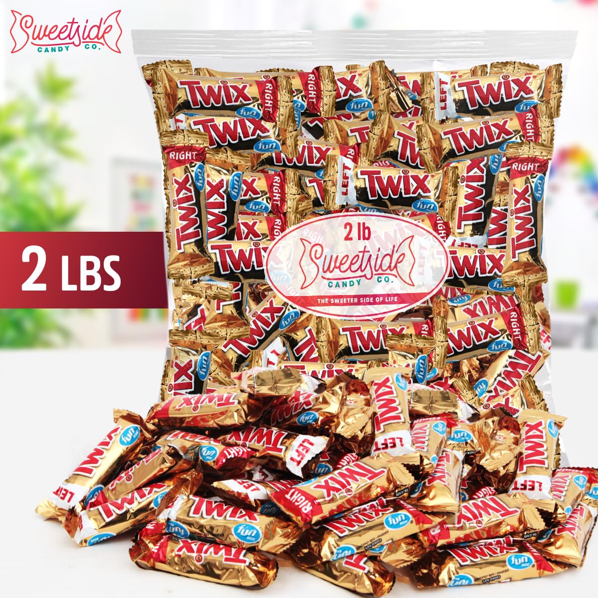 Twix Fun Size Candy Bars Left and Right, 2lb Pack of Bulk Chocolate Candy Individually Wrapped, Ideal Caramel Chocolate for Sharing with Friends, Perfect Twix Mini Candy Bars for Parties and Events