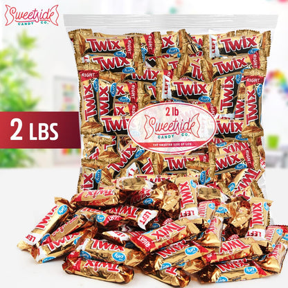 Twix Fun Size Candy Bars Left and Right, 2lb Pack of Bulk Chocolate Candy Individually Wrapped, Ideal Caramel Chocolate for Sharing with Friends, Perfect Twix Mini Candy Bars for Parties and Events