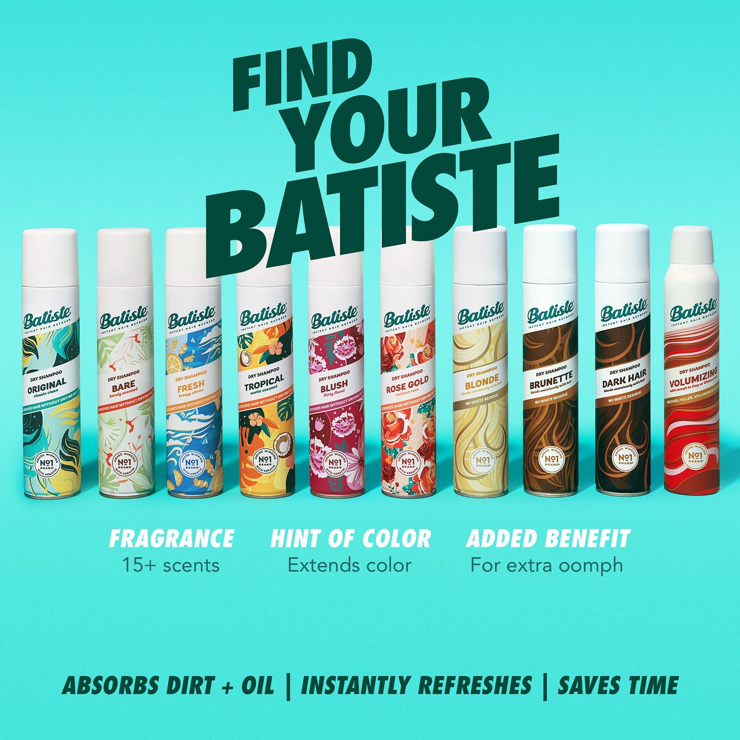 Batiste Dry Shampoo, Original Fragrance Classic Clean, Refresh Hair and Absorb Oil Between Washes, Waterless Shampoo for Added Hair Texture and Body, 5.71 oz
