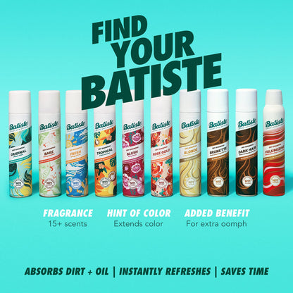 Batiste Dry Shampoo, Original Fragrance Classic Clean, Refresh Hair and Absorb Oil Between Washes, Waterless Shampoo for Added Hair Texture and Body, 5.71 oz