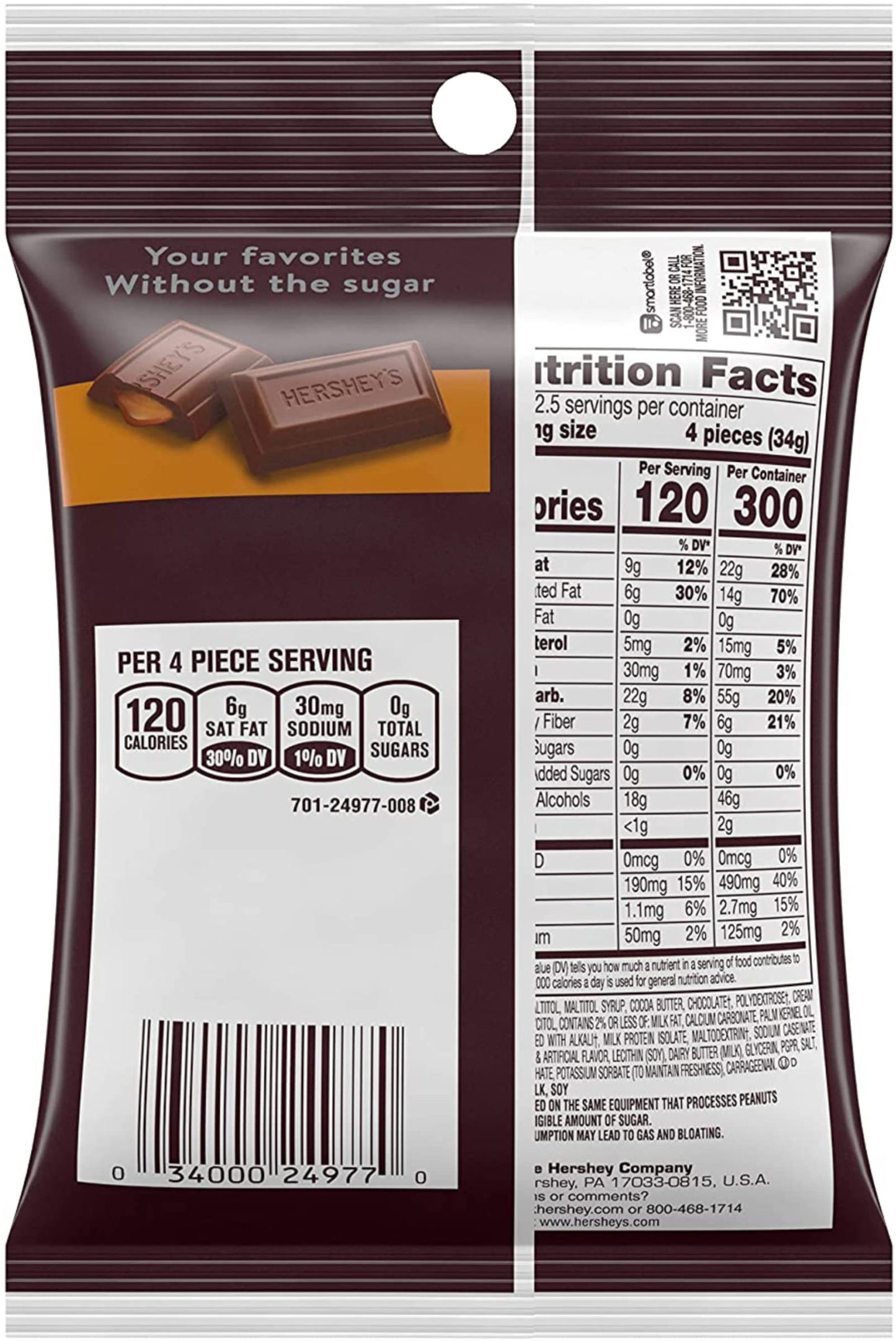 Hershey's Sugar Free Variety Pack, 3-Count, 3-Ounce Bags